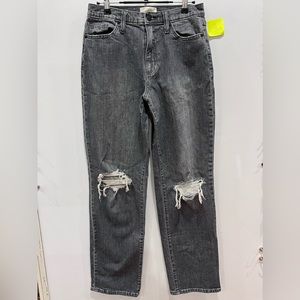Universal Threads Sz 4 27R Gray Vintage Straight Recto Jeans destroyed knee